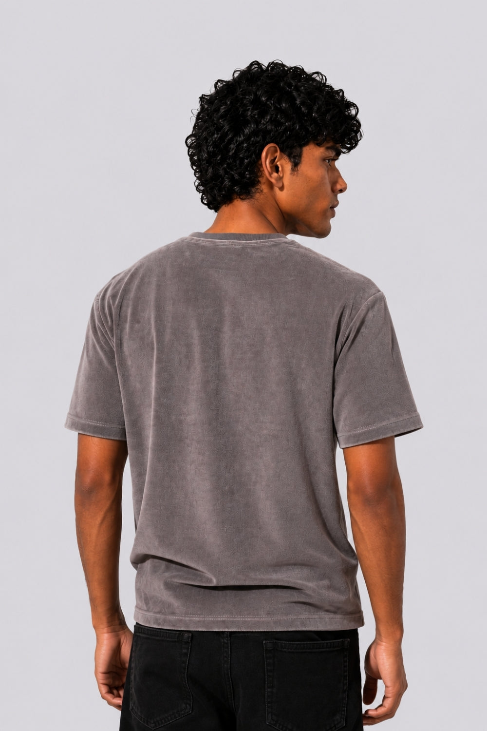 Mens Grey Washed Typographic T-Shirt - Image 5