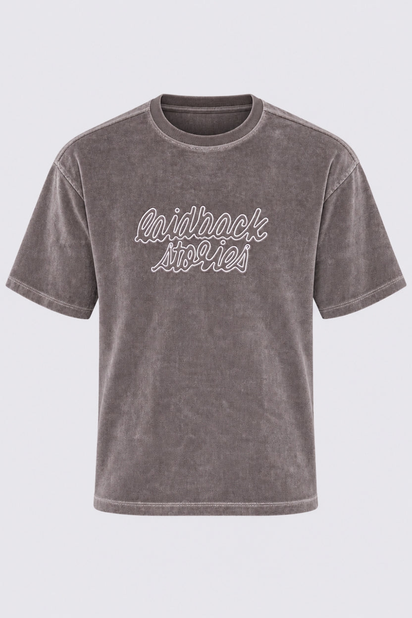 Mens Grey Washed Typographic T-Shirt - Image 7