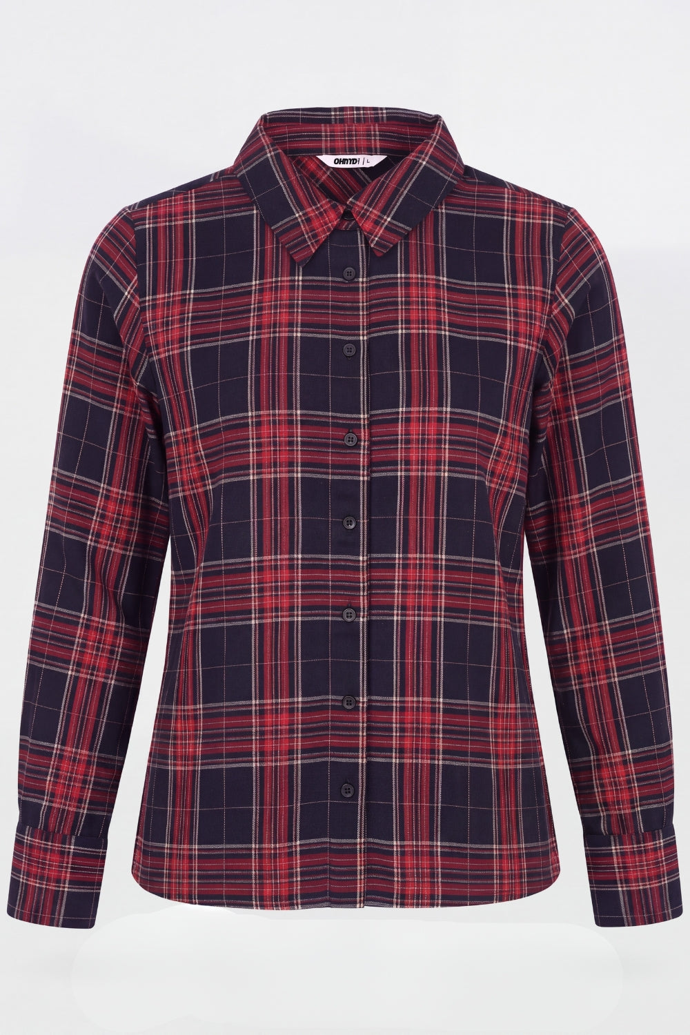 Womens Navy and Red Checked Casual Shirt - Image 7