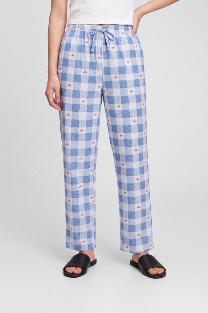 Womens Blue Checked Pyjama - Image 2