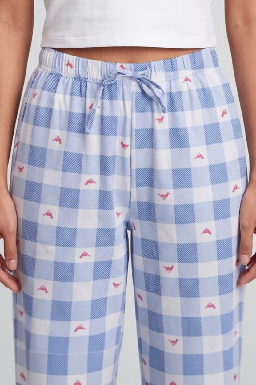 Womens Blue Checked Pyjama - Image 3