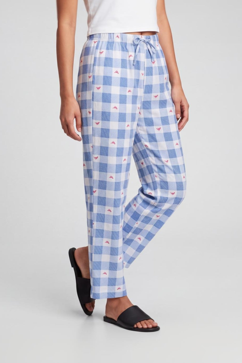 Womens Blue Checked Pyjama - Image 4