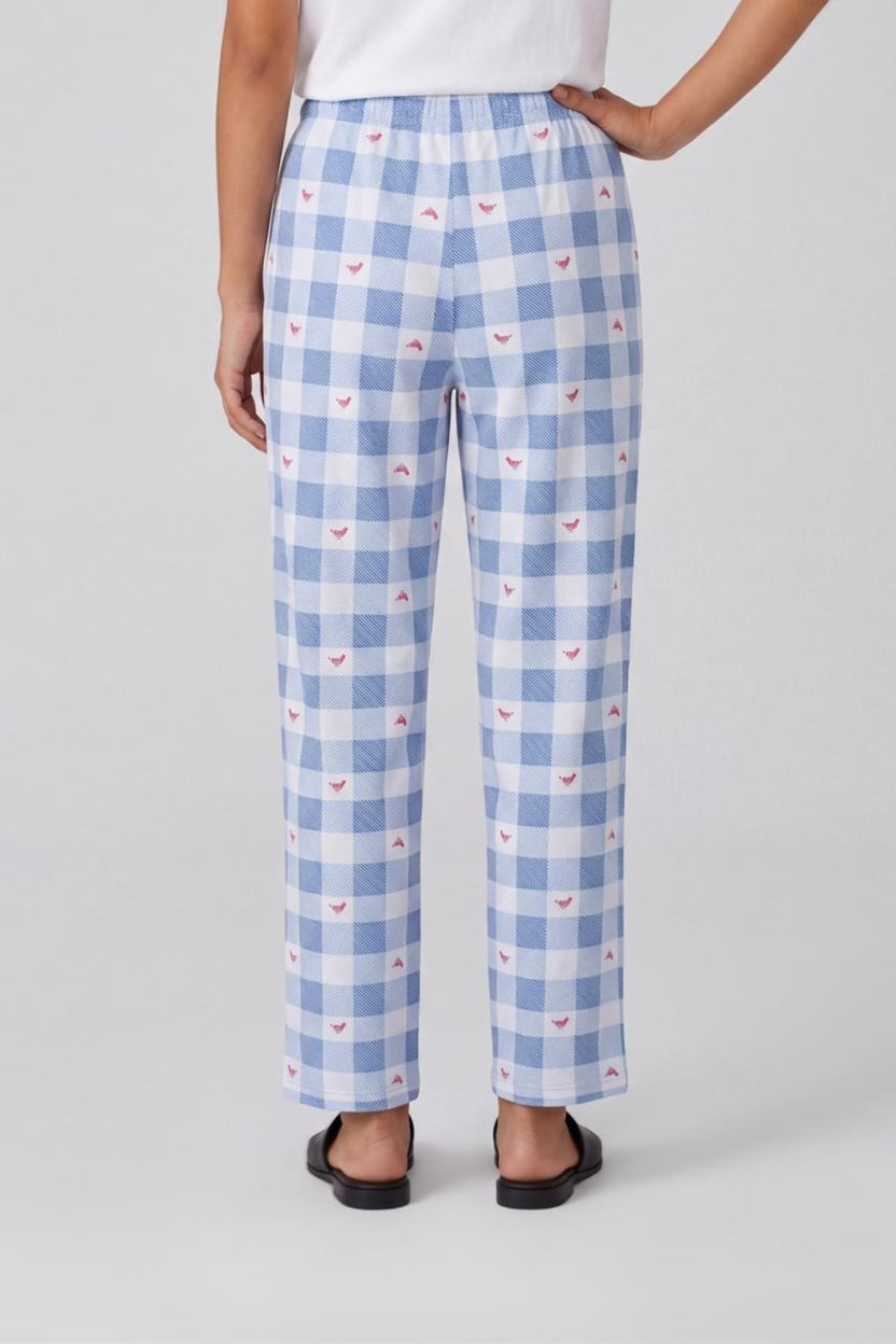 Womens Blue Checked Pyjama - Image 5