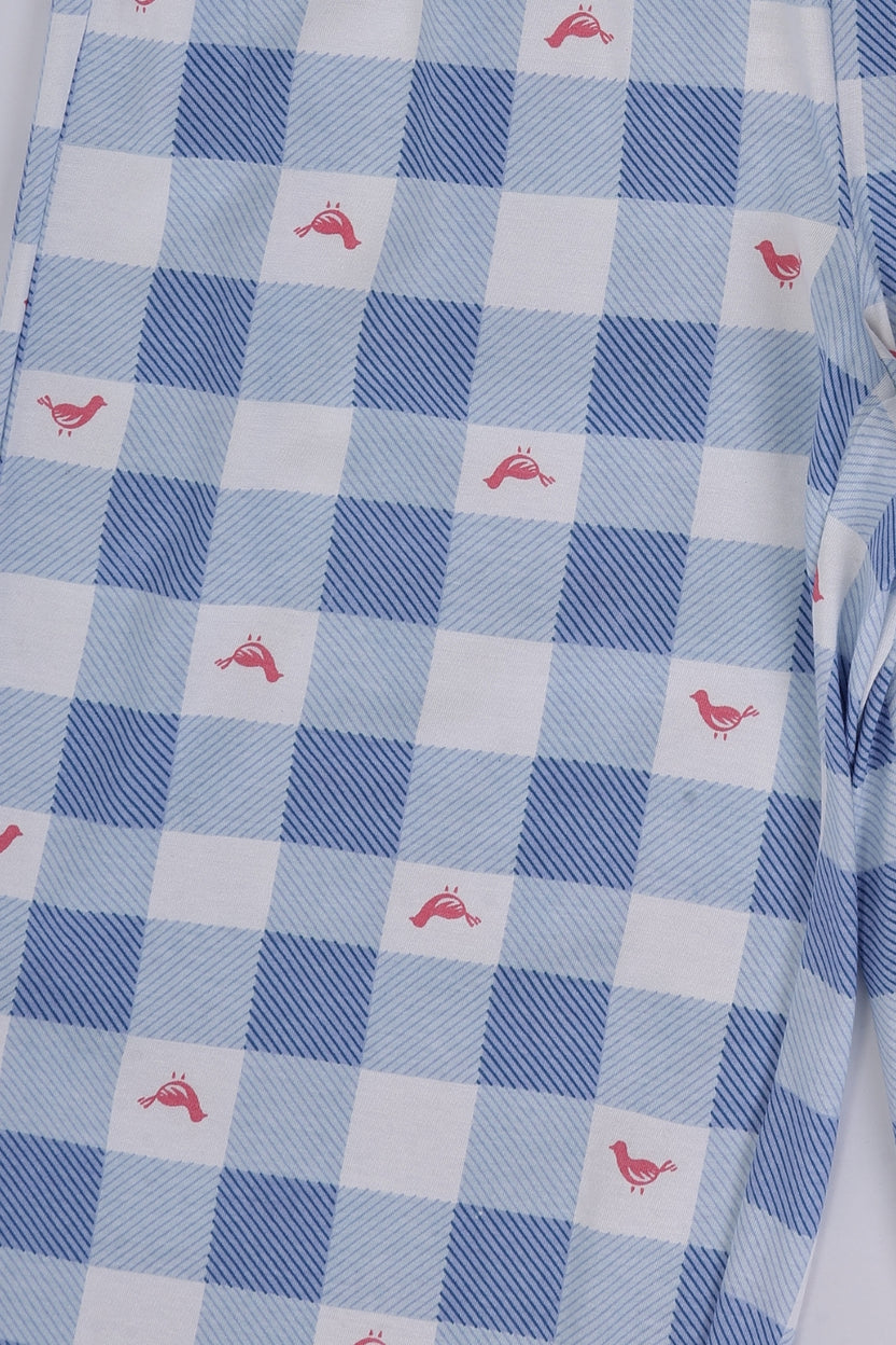 Womens Blue Checked Pyjama - Image 8