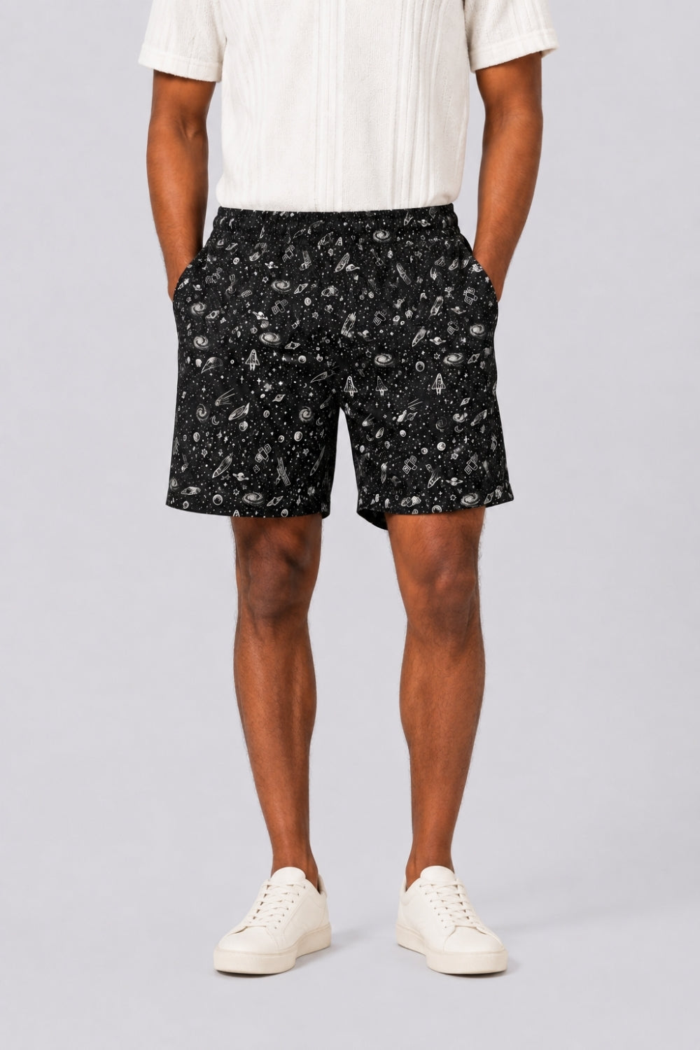 Mens Black Space Print Boxer Shorts - Image 2