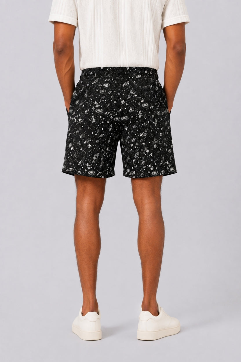 Mens Black Space Print Boxer Shorts - Image 5