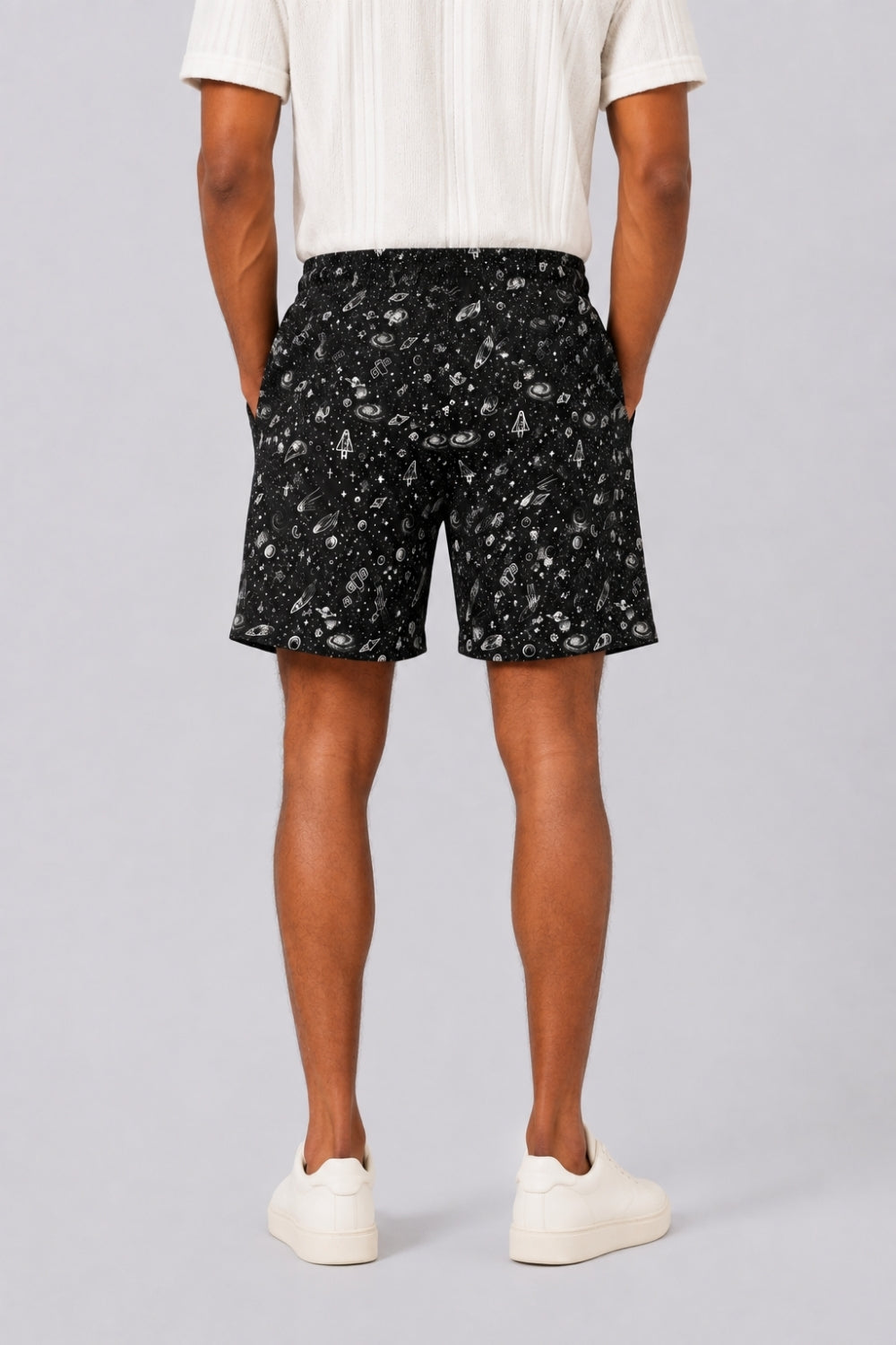 Mens Black Space Print Boxer Shorts - Image 5