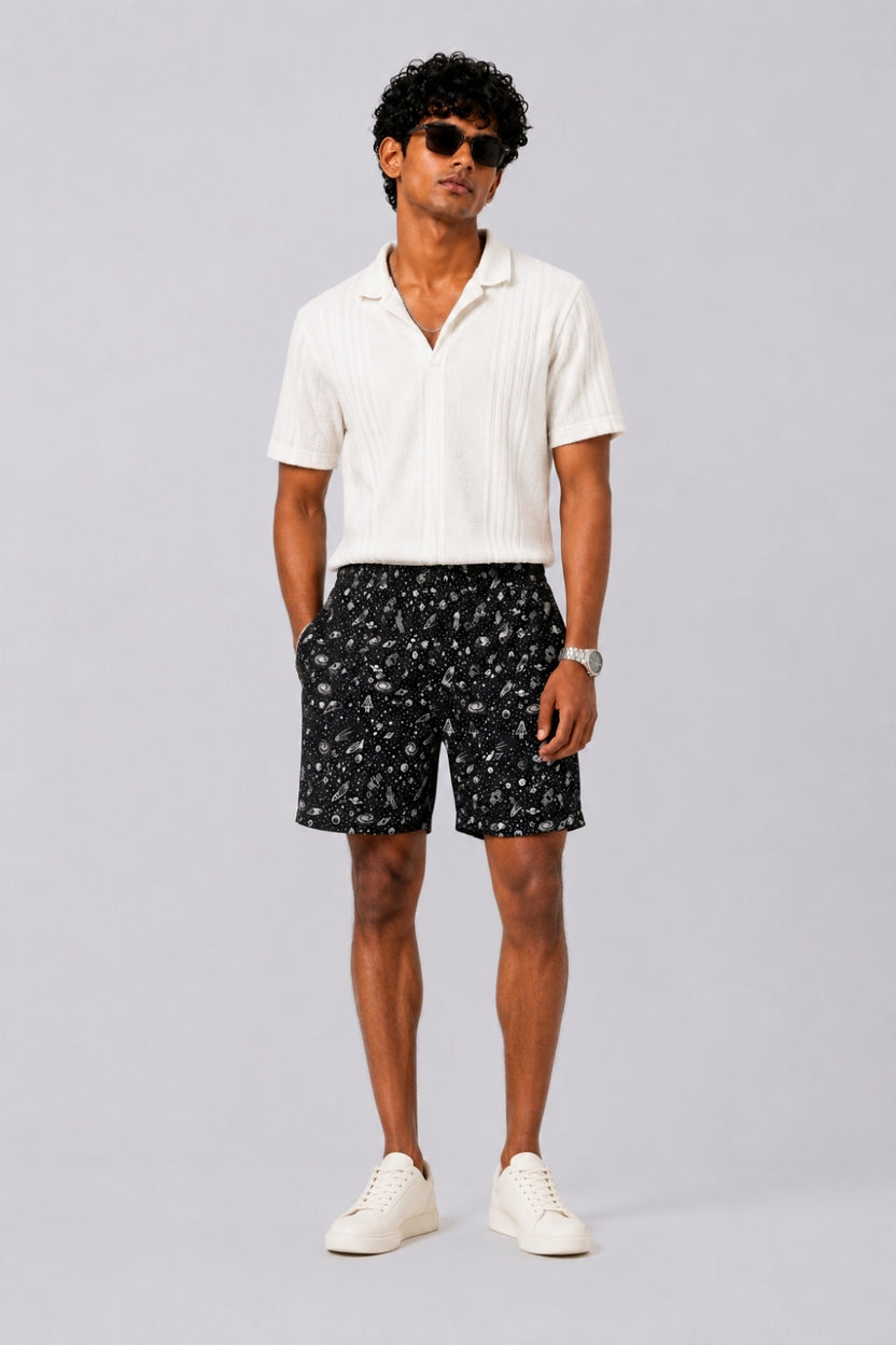 Mens Black Space Print Boxer Shorts - Image 6