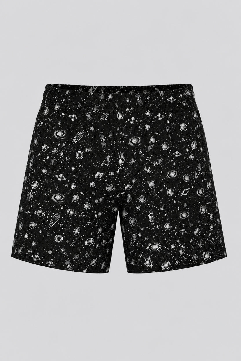 Mens Black Space Print Boxer Shorts - Image 7