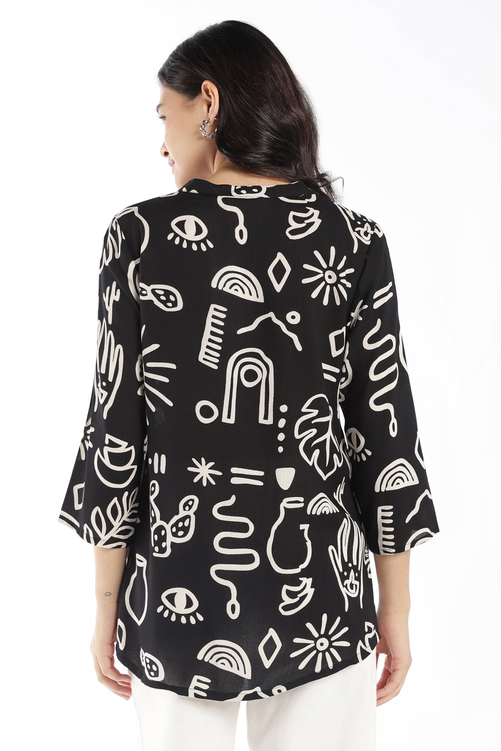 Womens Regular Fit Black Abstract Tunic - Image 5