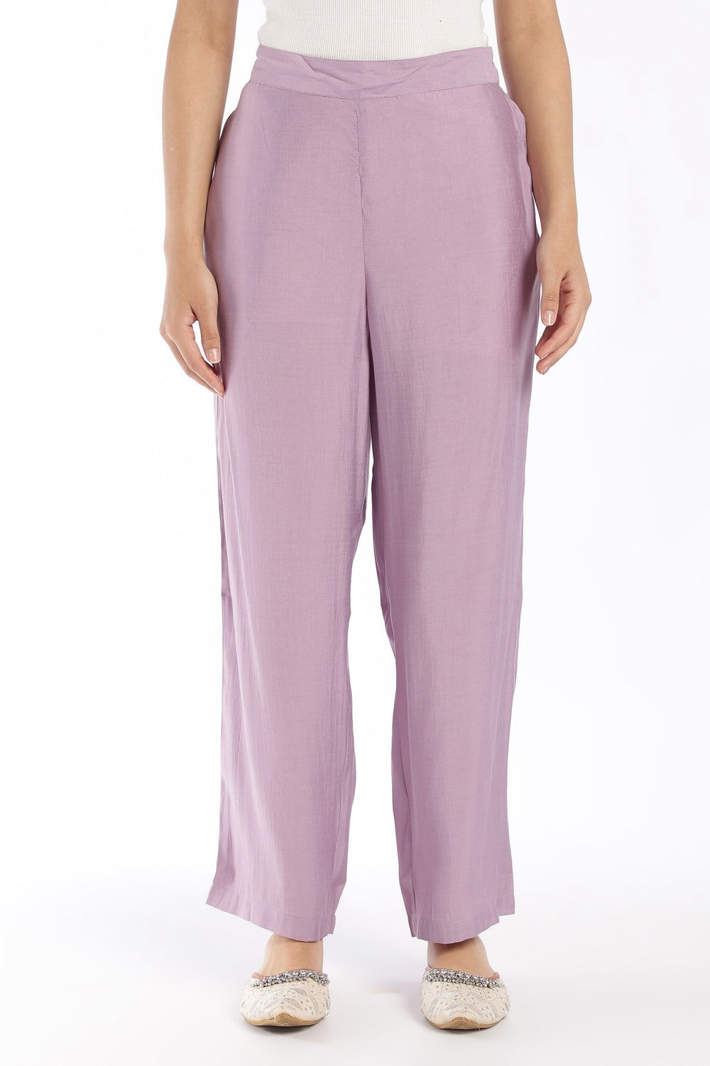 Womens Flared Lilac Solid Kurta Pant Dupatta Set - Image 5