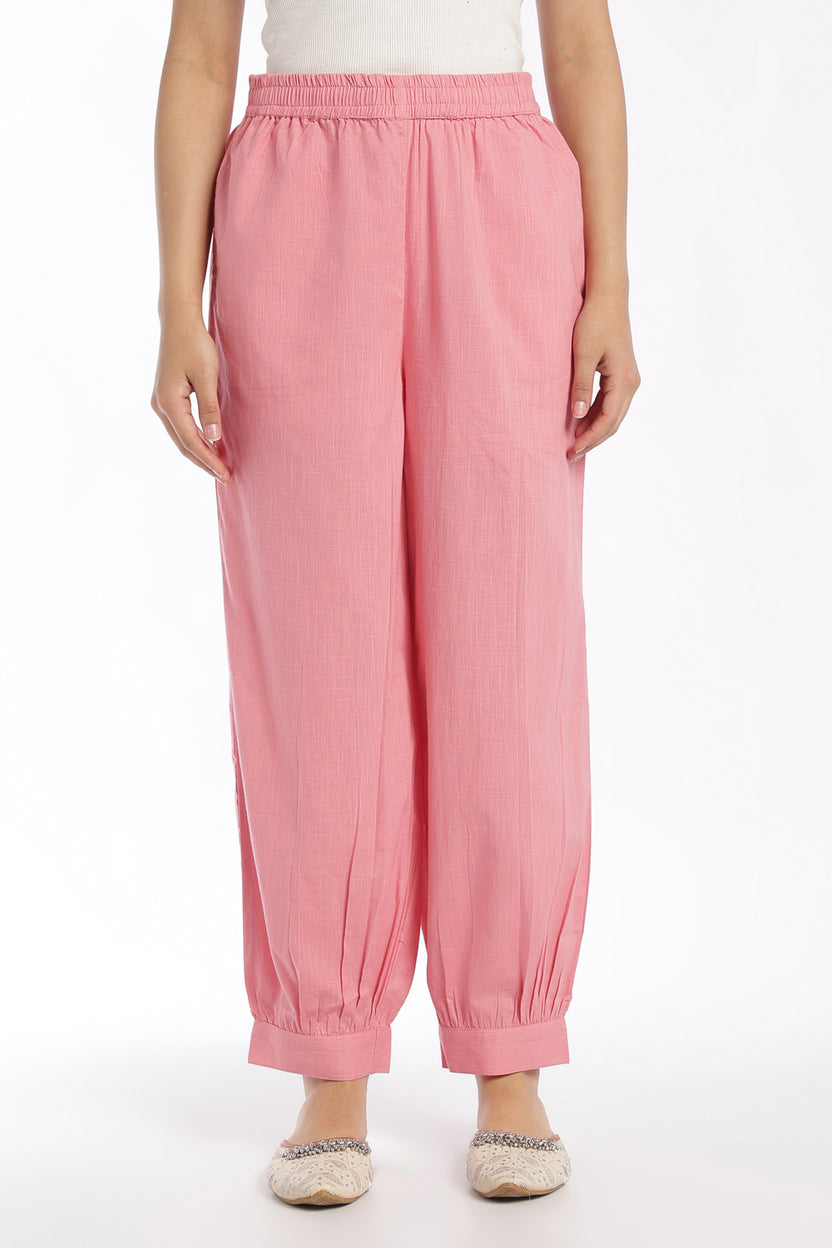 Womens Regular Fit Pink Solid Kurta Pant Set - Image 5