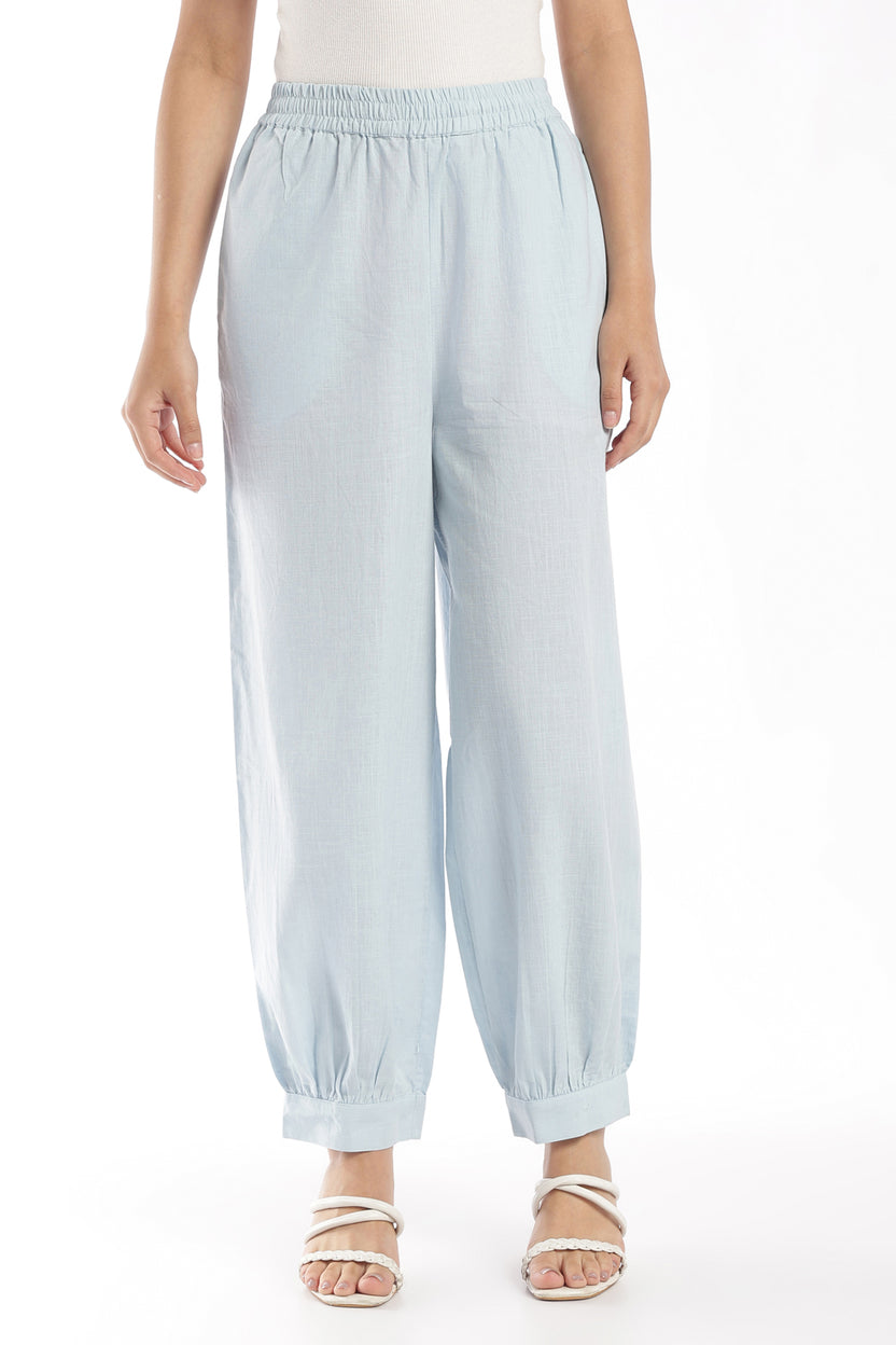 Womens Regular Fit Light Blue Solid Kurta Pant Set - Image 5