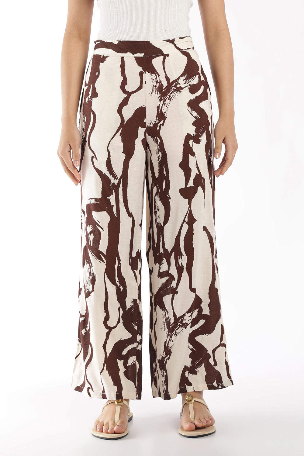 Womens Regular Fit Brown Abstract Co-ord Set - Image 5