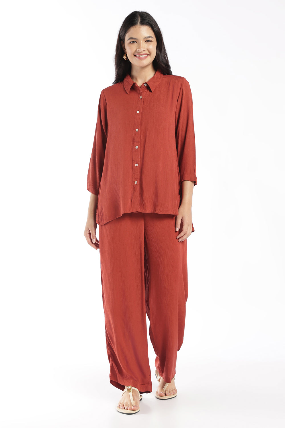 Womens Rust Crinkle Co-ord Set - Image 2
