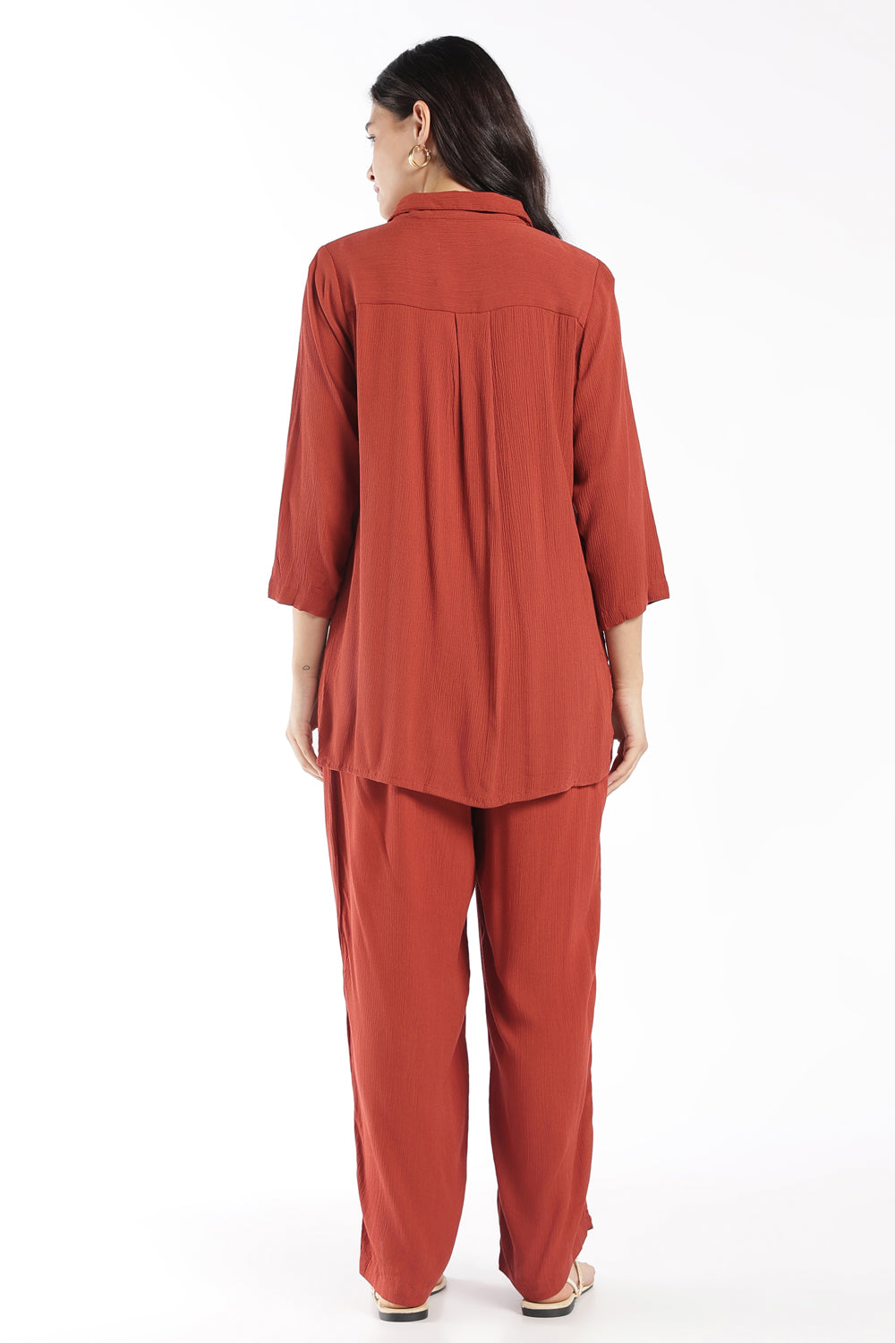 Womens Rust Crinkle Co-ord Set - Image 4