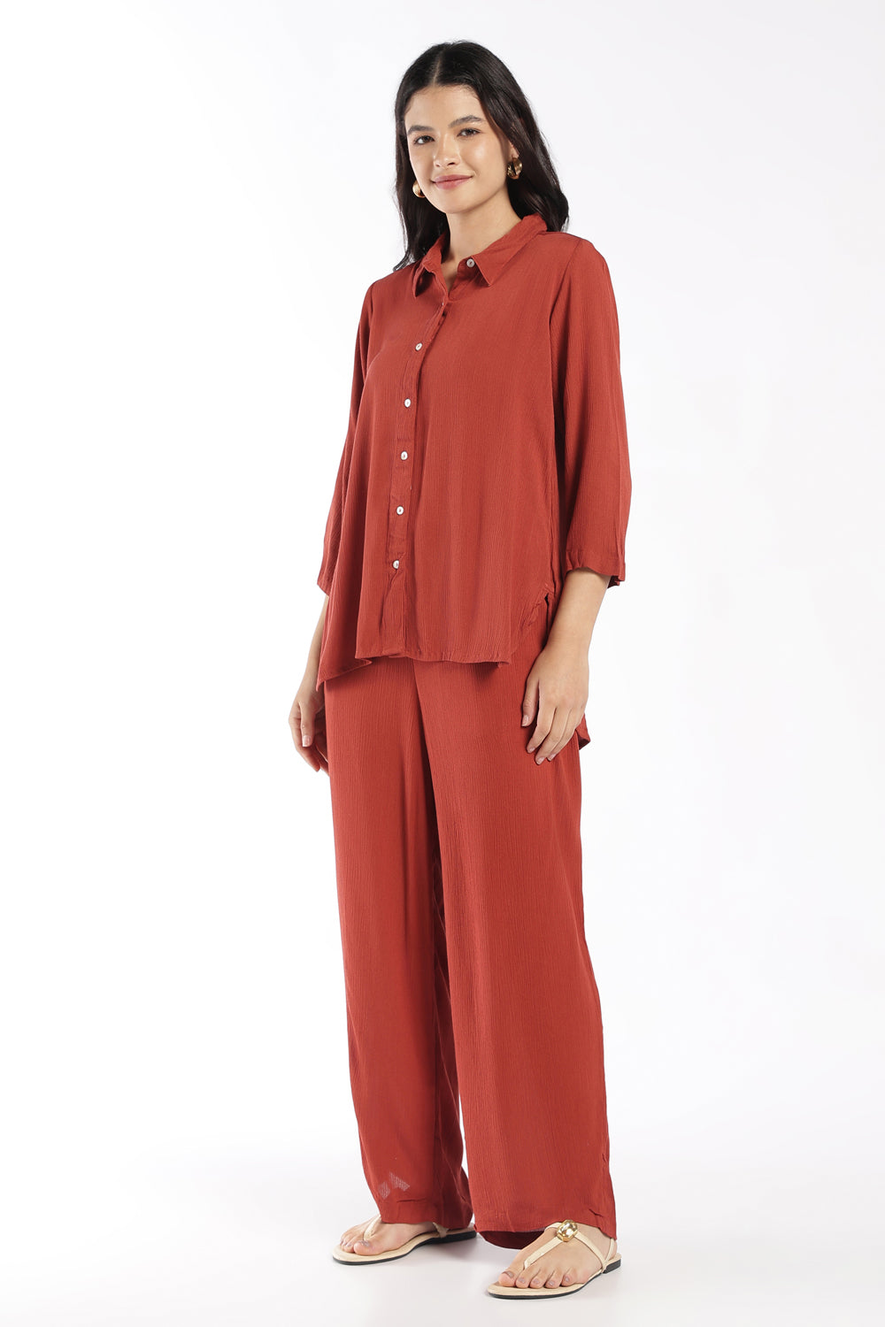 Womens Rust Crinkle Co-ord Set - Image 6