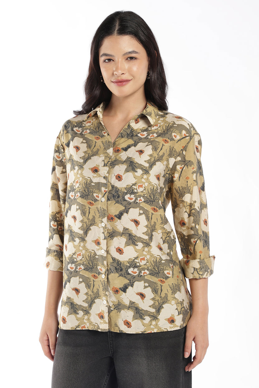 Womens Regular Fit Green Floral Tunic - Image 2