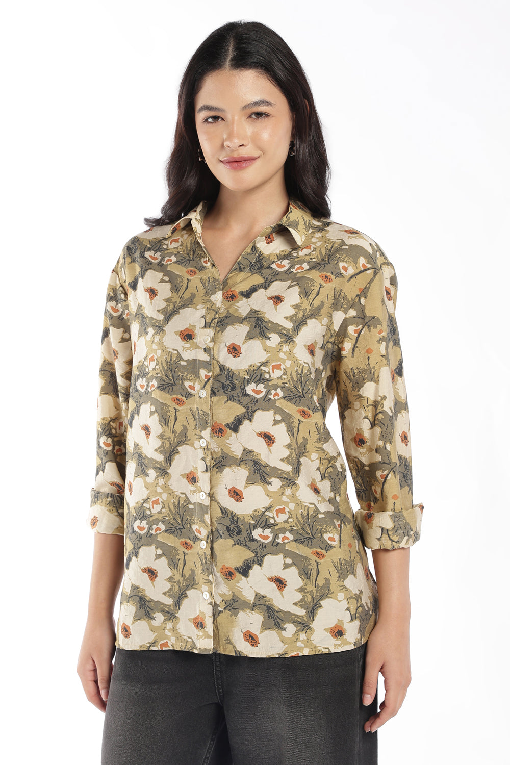 Womens Regular Fit Green Floral Tunic - Image 2