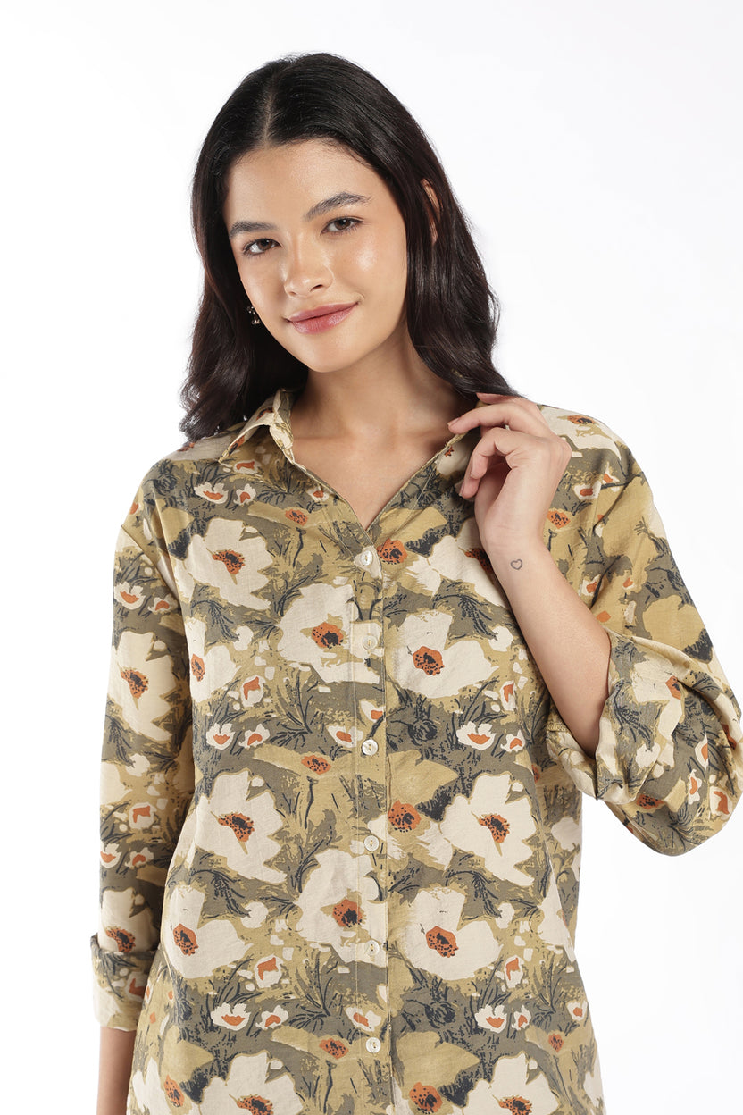 Womens Regular Fit Green Floral Tunic - Image 3