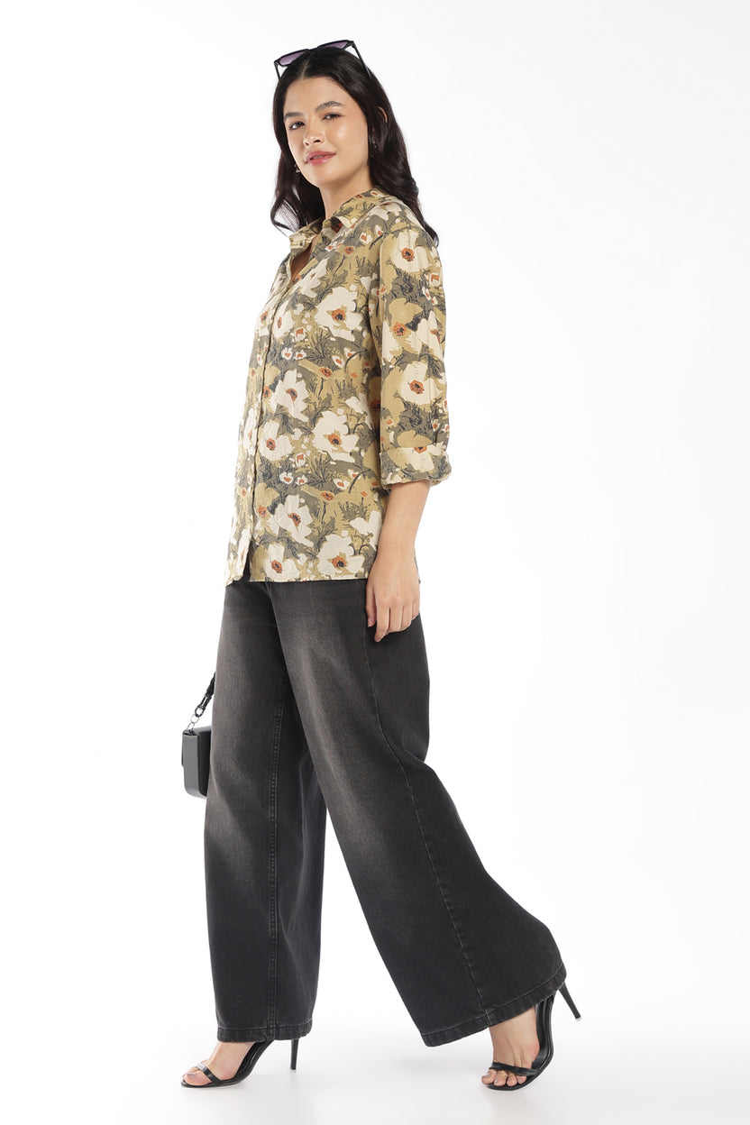 Womens Regular Fit Green Floral Tunic - Image 6