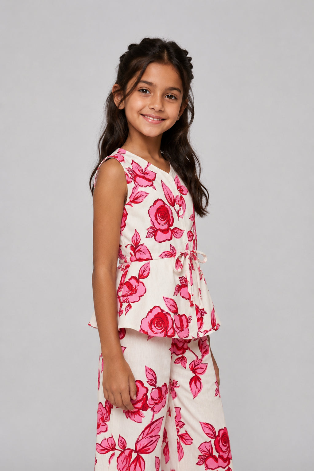 Tweens Girl Regular Fit Off White Floral Co-ord Set - Image 3