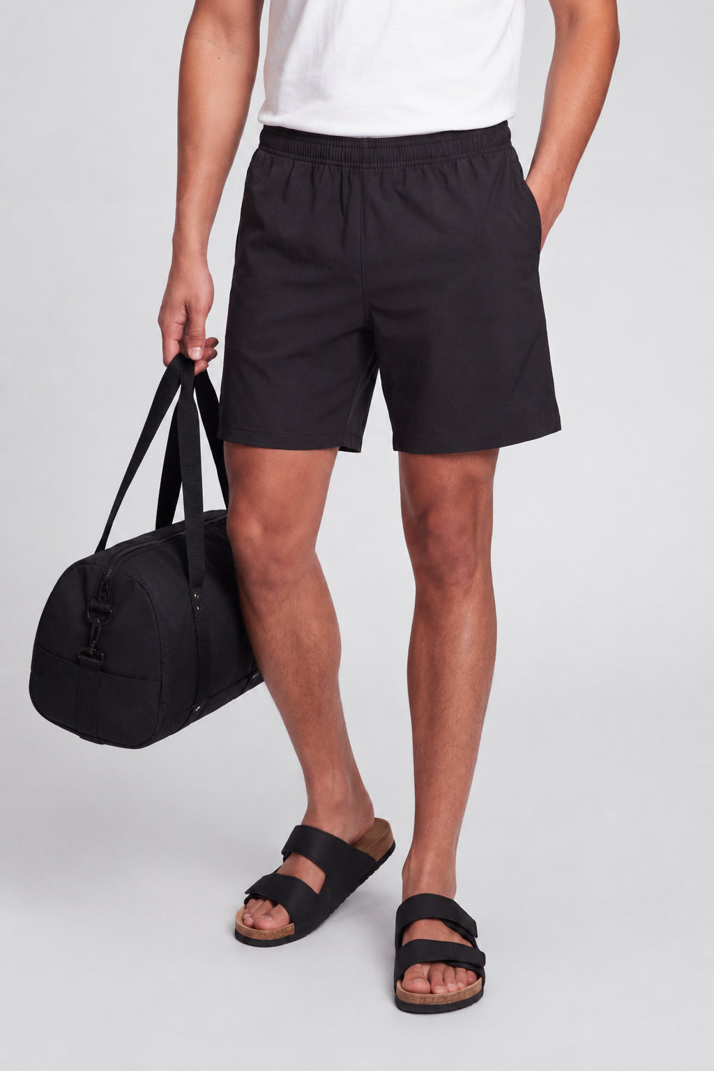Mens Relaxed Fit Black Solid Shorts - Image 1