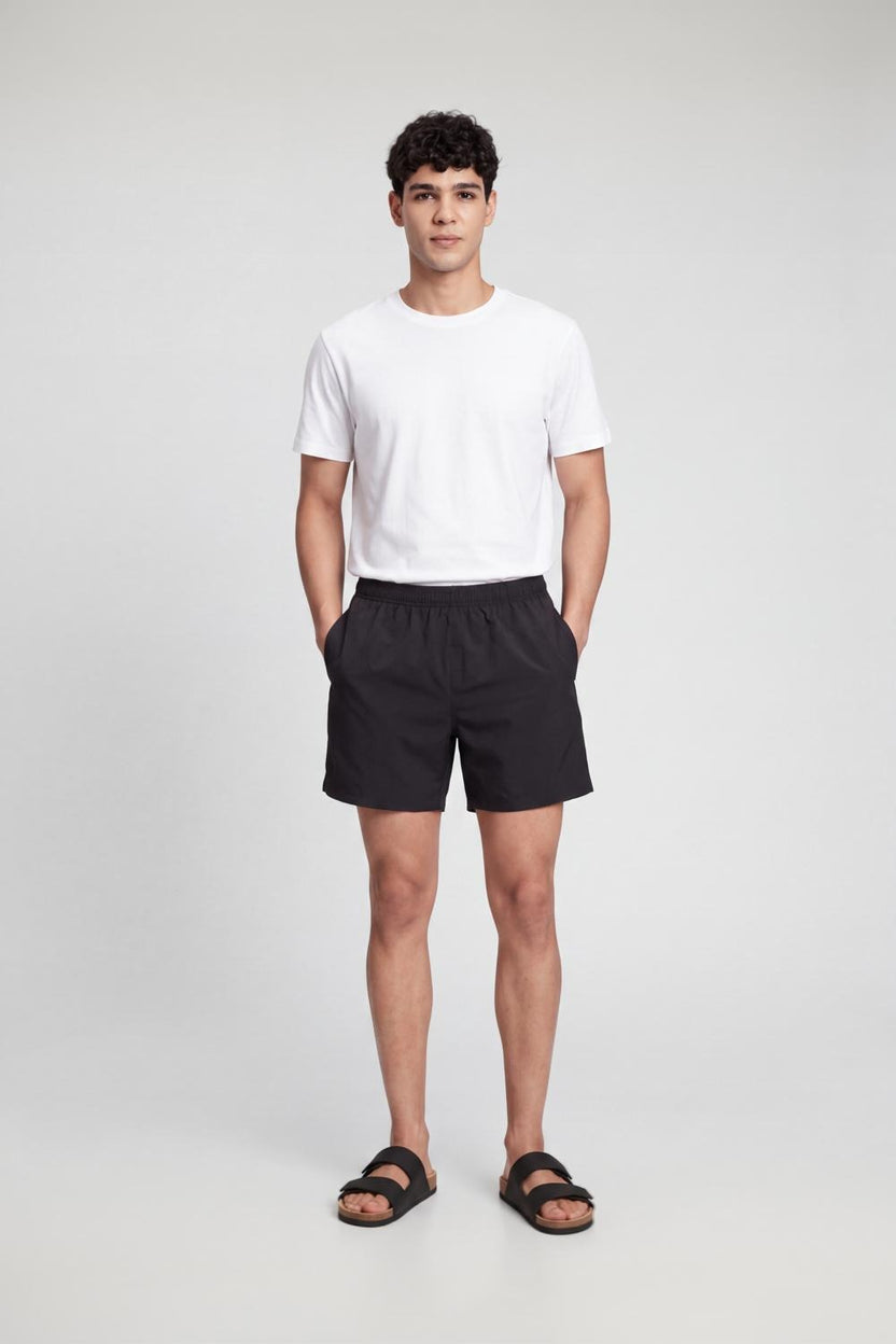 Mens Relaxed Fit Black Solid Shorts - Image 6