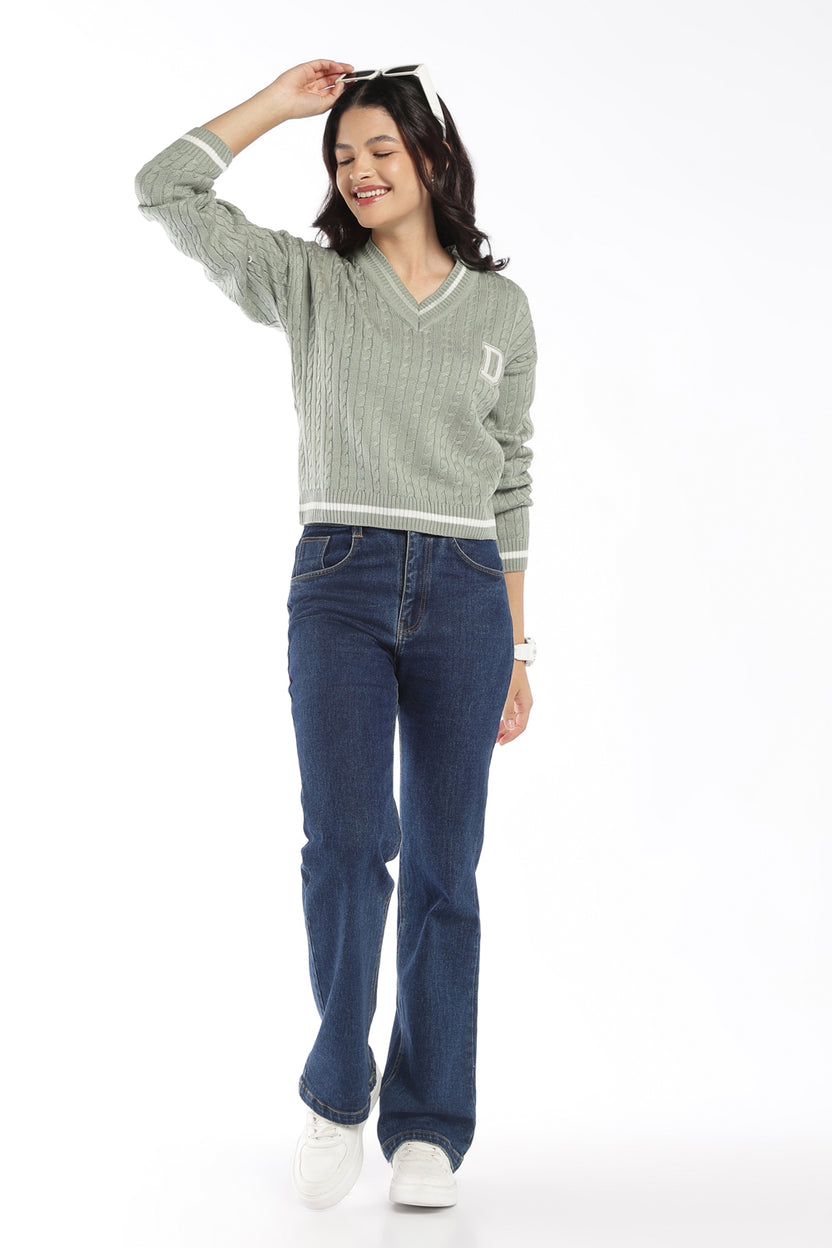 Womens Regular Fit Mint Knit Sweater - Image 6