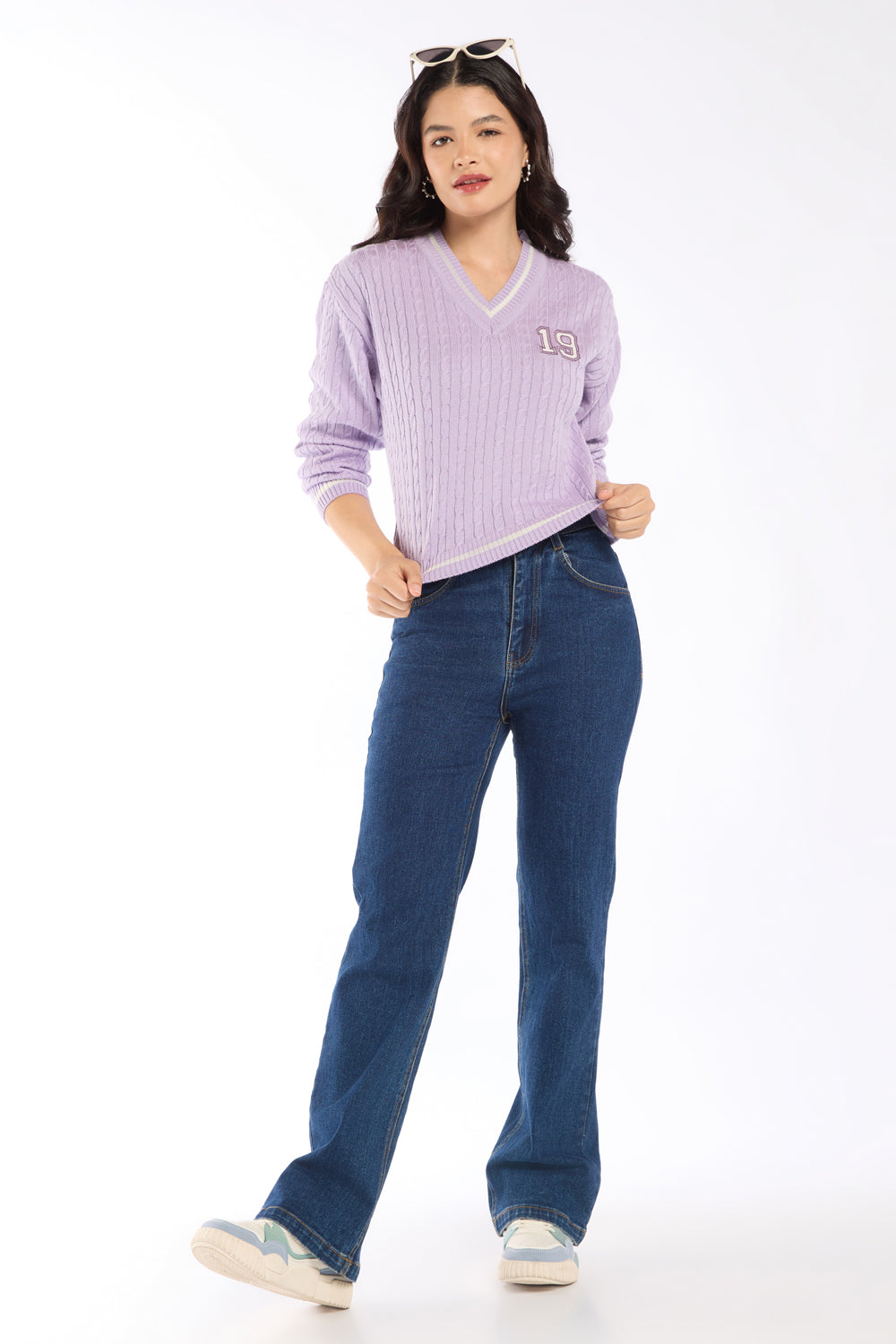 Womens Regular Fit Lilac Knit Sweater - Image 6