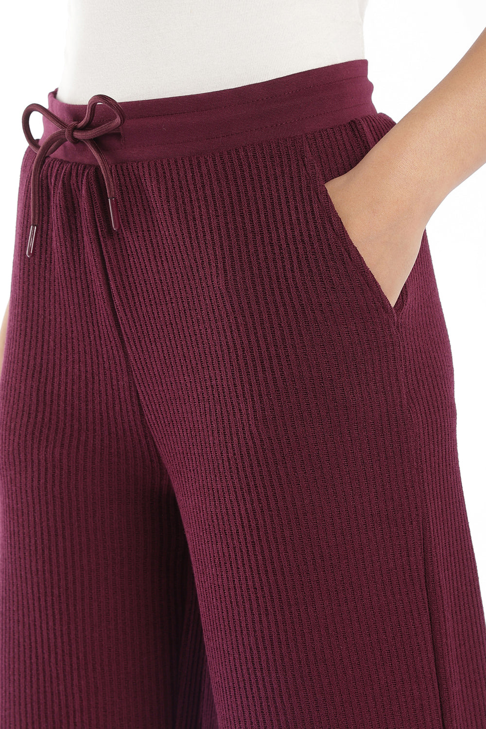 Womens Regular Fit Maroon Solid Track Pant - Image 3