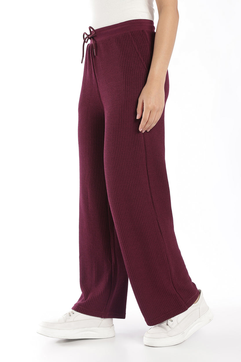 Womens Regular Fit Maroon Solid Track Pant - Image 4