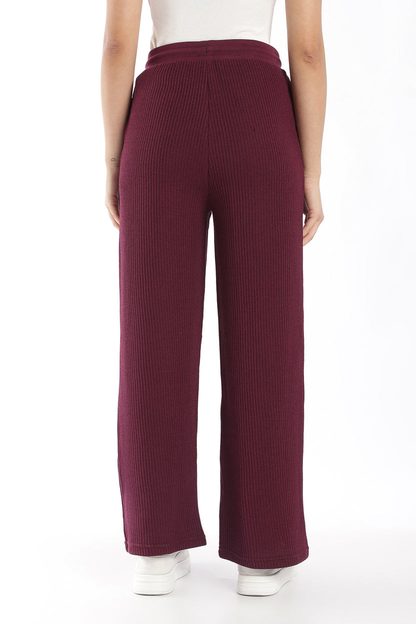 Womens Regular Fit Maroon Solid Track Pant - Image 5