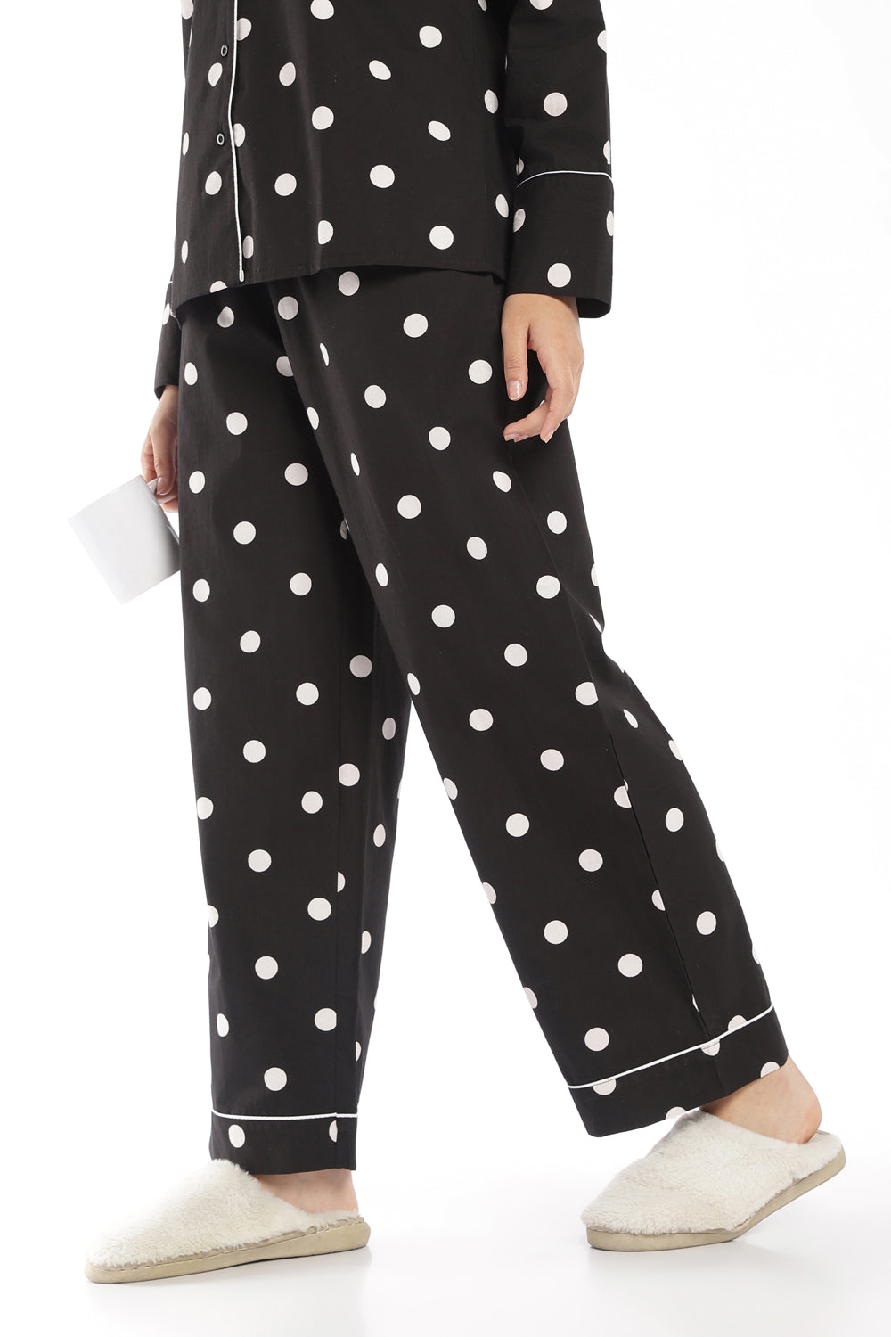 Womens Black Polka Dot Lounge Pyjama - Image 1