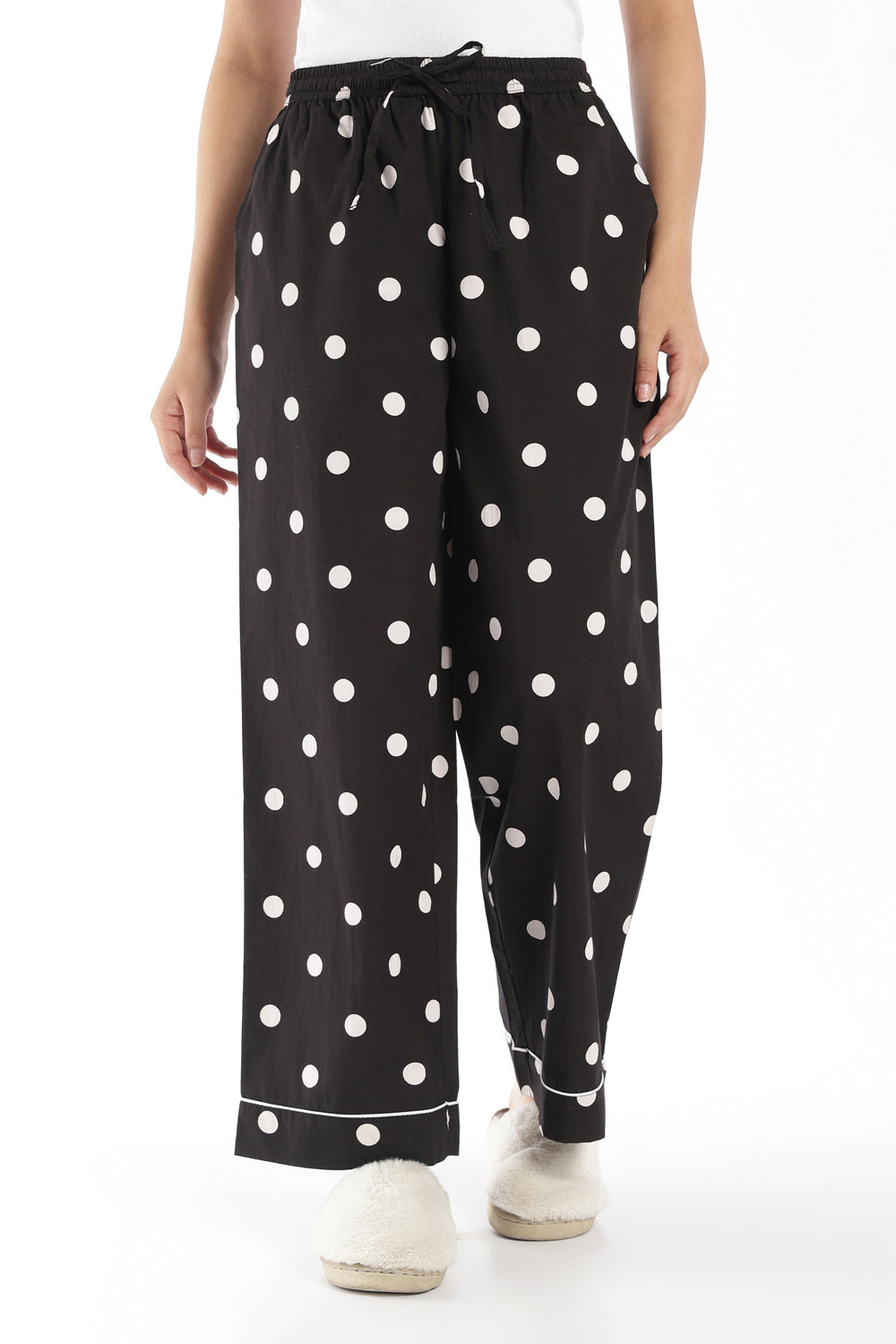 Womens Black Polka Dot Lounge Pyjama - Image 2