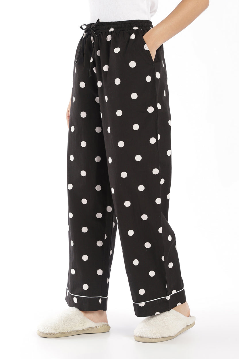 Womens Black Polka Dot Lounge Pyjama - Image 4