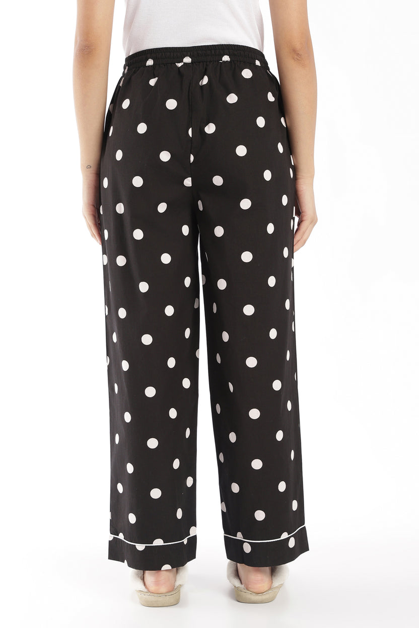 Womens Black Polka Dot Lounge Pyjama - Image 5
