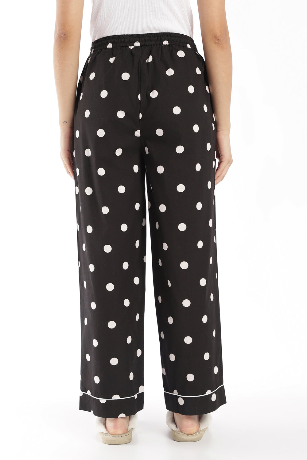 Womens Black Polka Dot Lounge Pyjama - Image 5