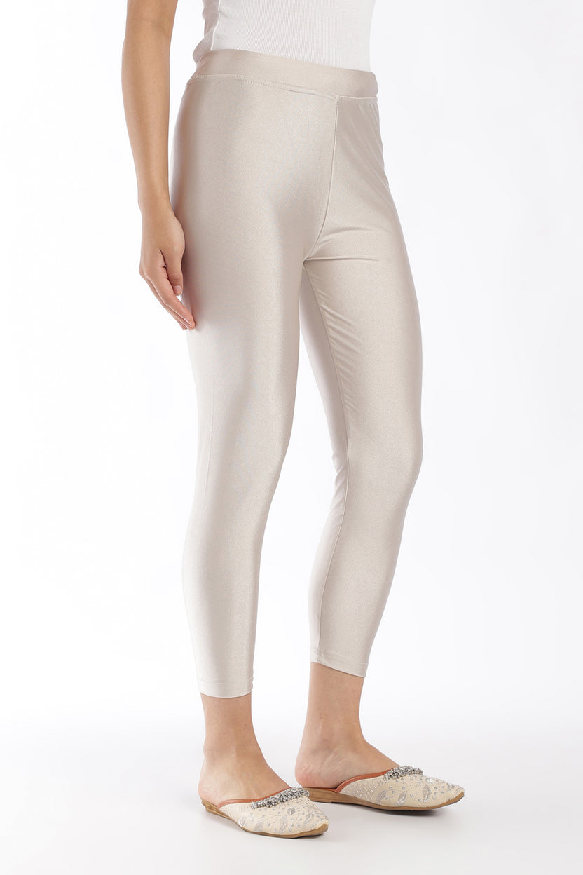Womens Slim Fit Silver Ankle Length Leggings - Image 4