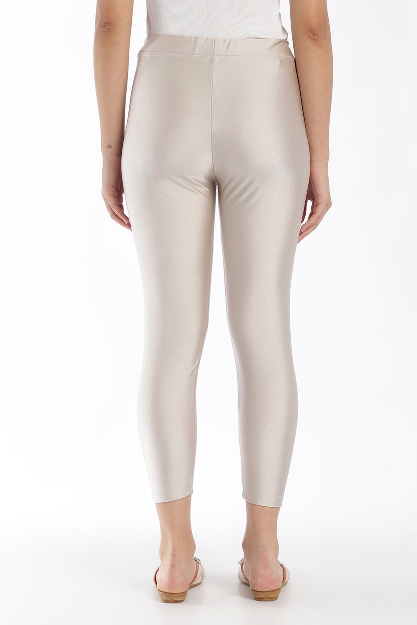Womens Slim Fit Silver Ankle Length Leggings - Image 5