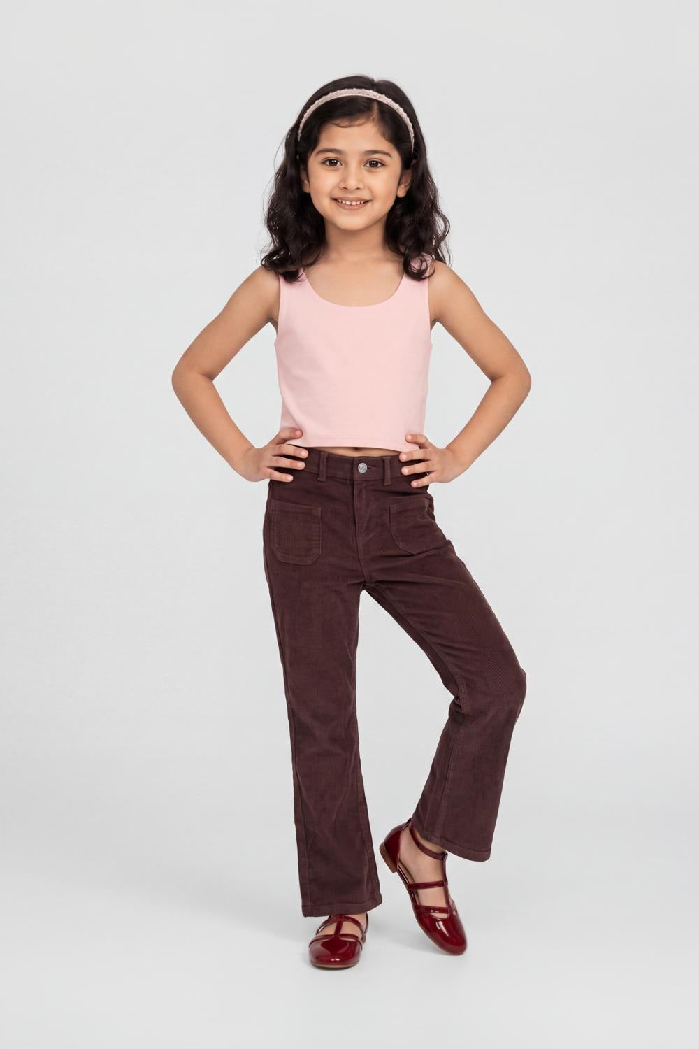 Tweens Girls Bootcut Fit Brown Solid Trouser - Image 1