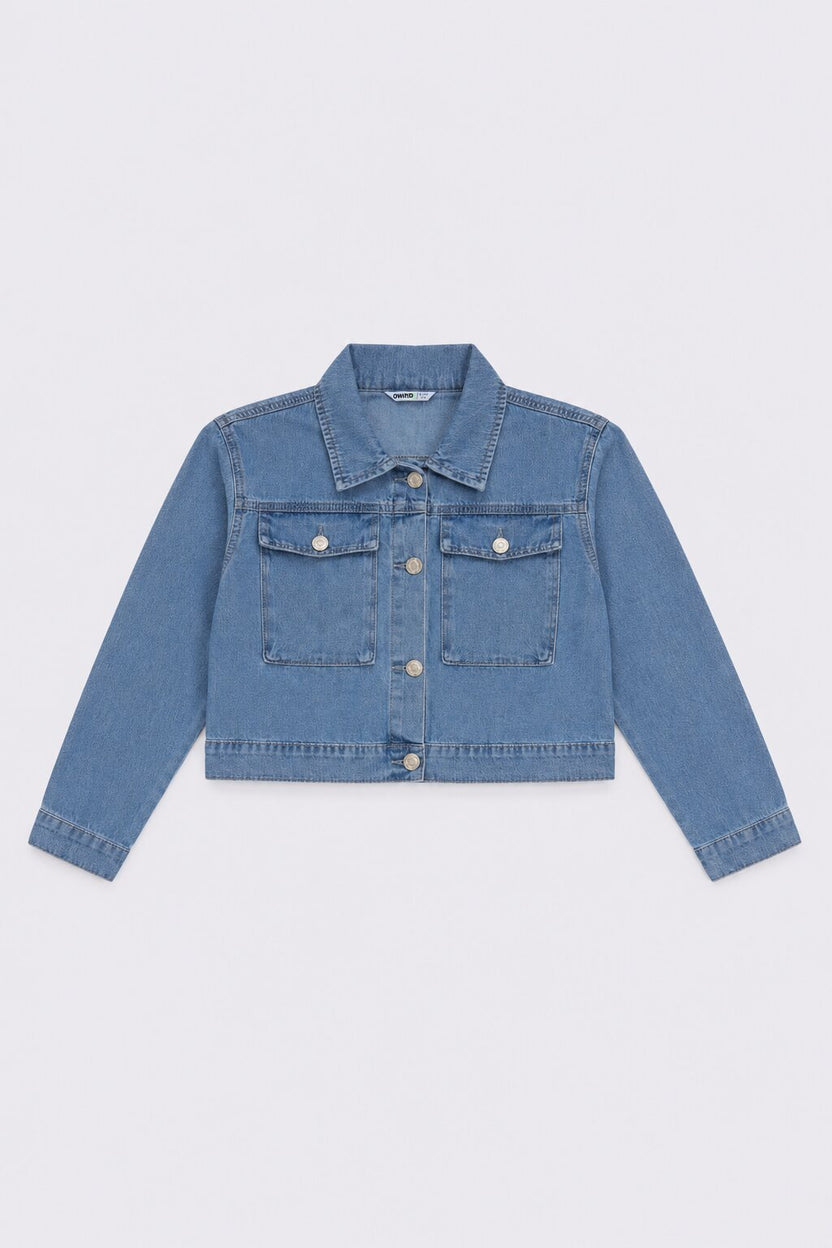 Tweens Girls Boxy Fit Blue Denim Jacket - Image 2