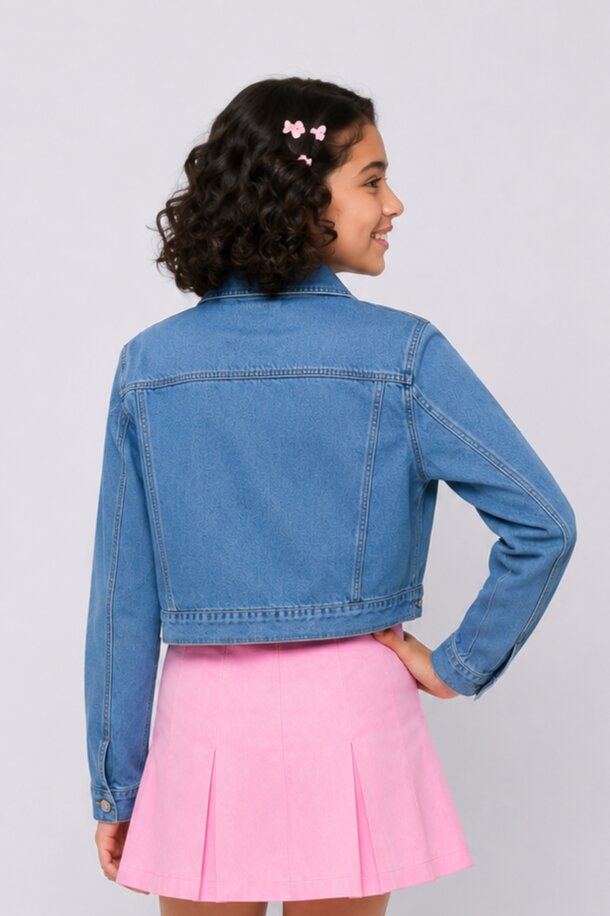 Tweens Girls Boxy Fit Blue Denim Jacket - Image 4