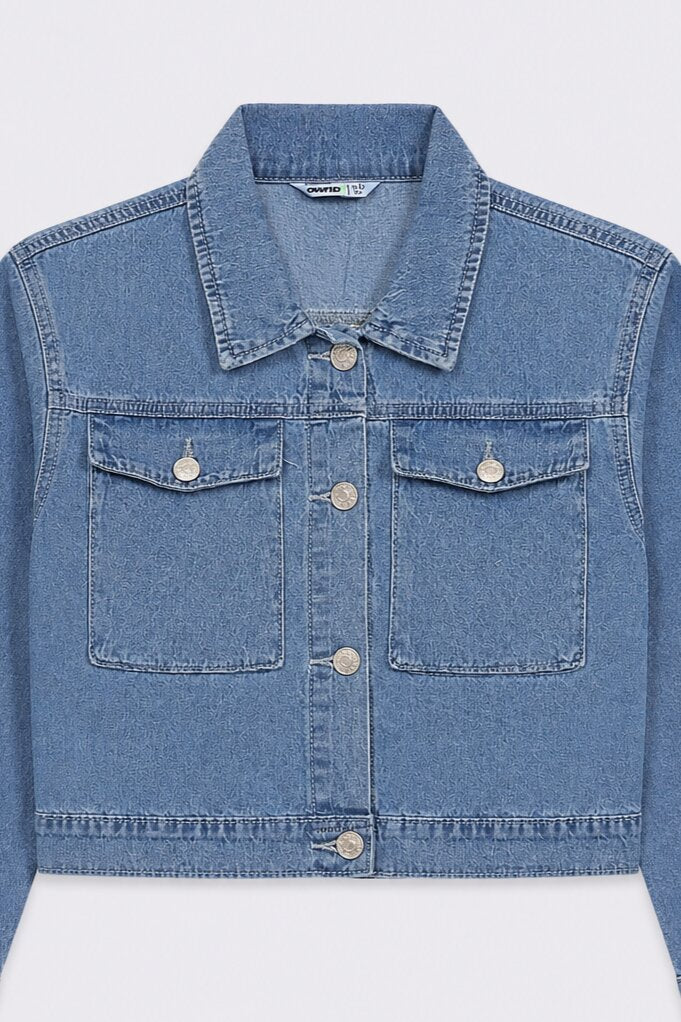 Tweens Girls Boxy Fit Blue Denim Jacket - Image 6