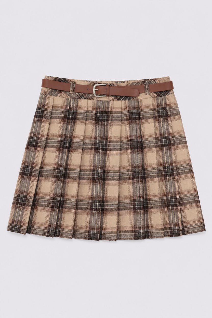 Tweens Girls Regular Fit Brown Checked Skirt - Image 2