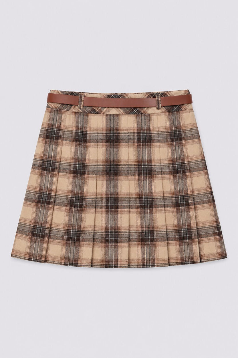 Tweens Girls Regular Fit Brown Checked Skirt - Image 3
