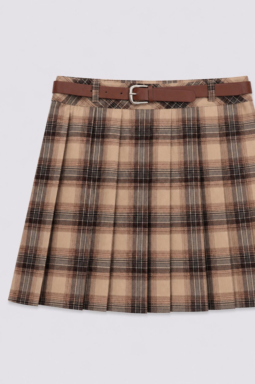 Tweens Girls Regular Fit Brown Checked Skirt - Image 5