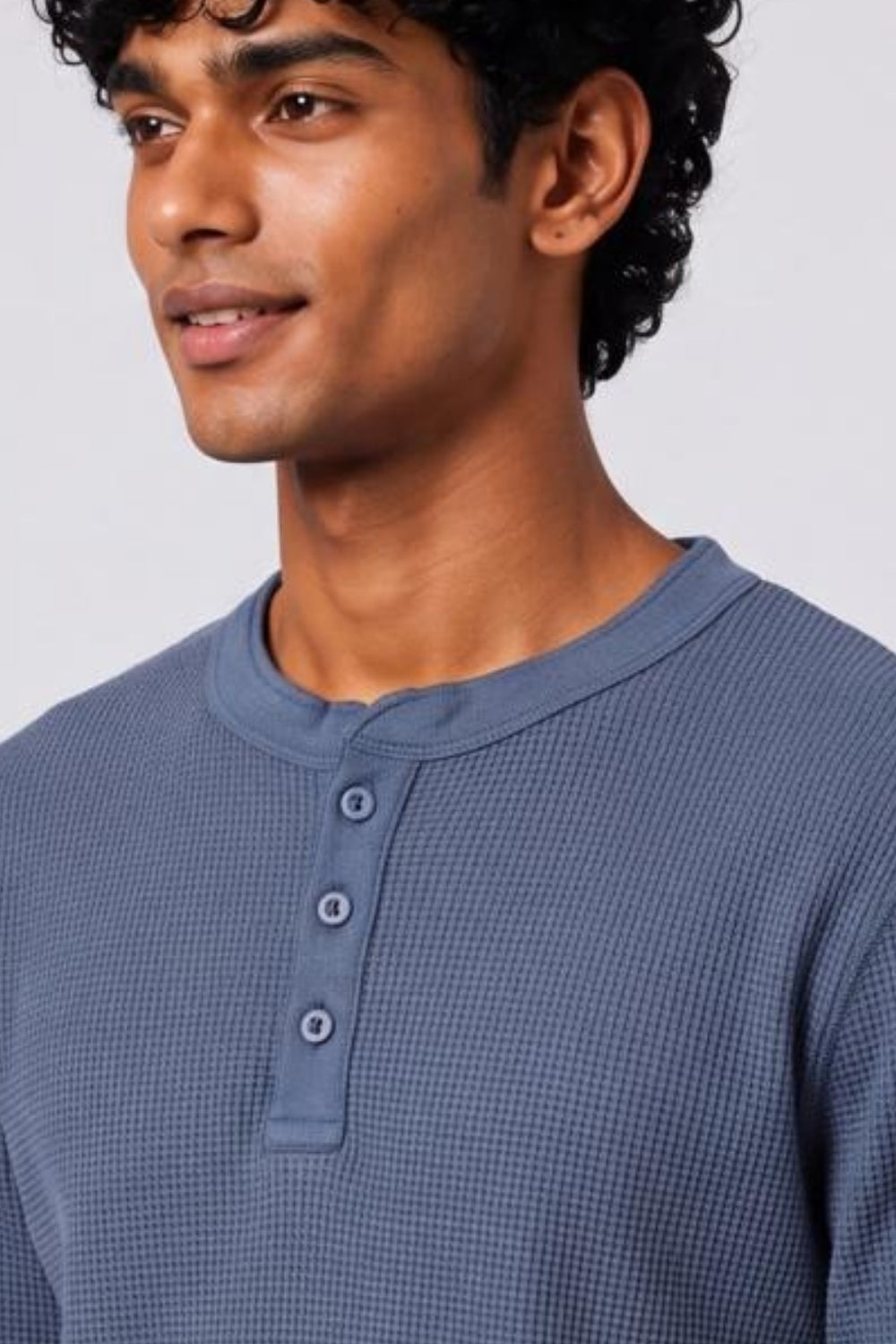 Mens Regular Fit Blue Textured Sweatshirt - Image 3