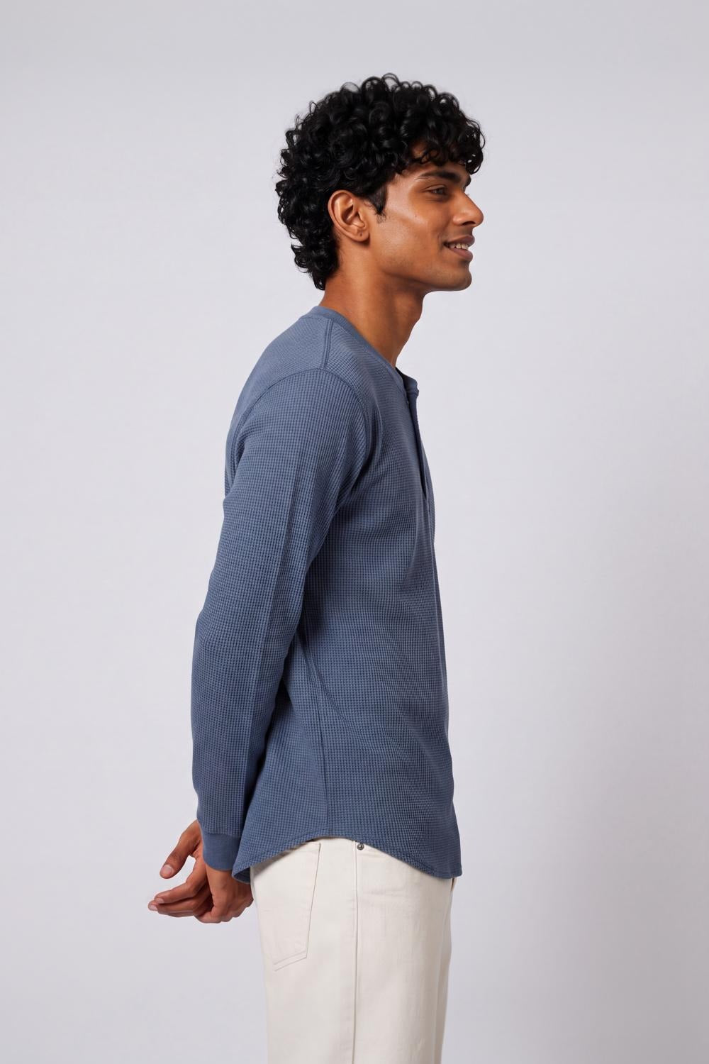 Mens Regular Fit Blue Textured Sweatshirt - Image 4