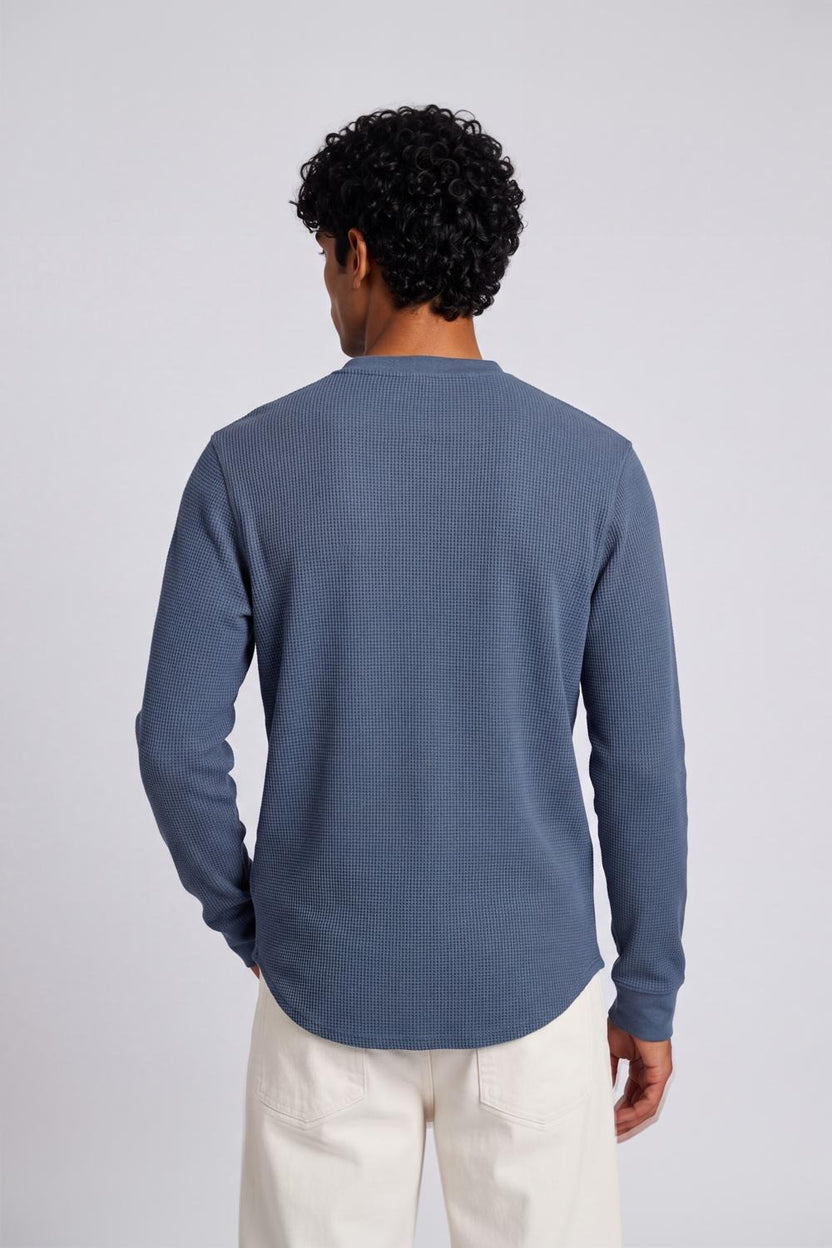 Mens Regular Fit Blue Textured Sweatshirt - Image 5